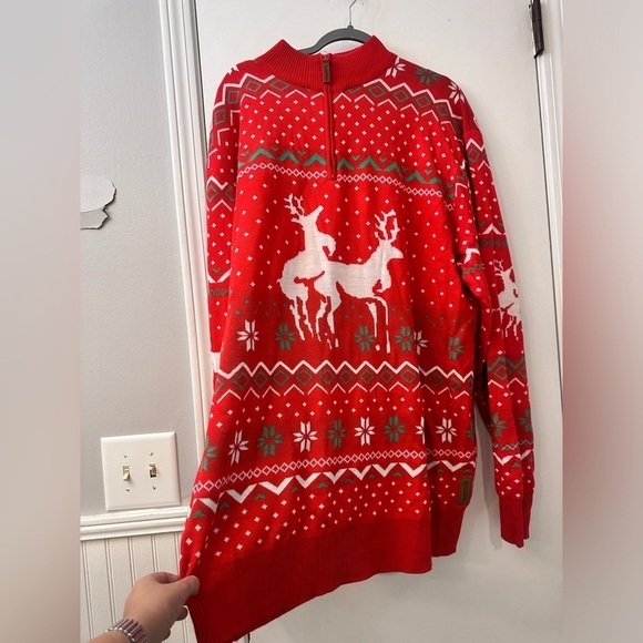 Tipsy Elves Men’s Christmas Reindeer Fair Isle Sweater Red 3XL - Picture 4 of 11